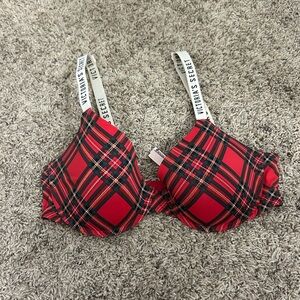 Victoria's Secret Red and Black Plaid Bra